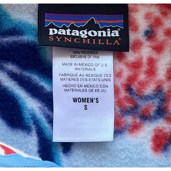Patagonia Women Synchilla Snap-T Pullover Hawaiian Floral Manoa Dusk Blue Small - Picture 4 of 6